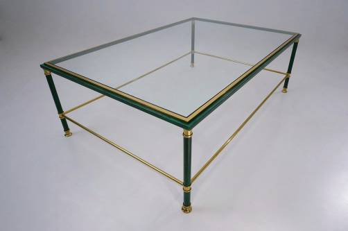 Malachite coffee table with brass details, Belgo Chrome, 1980`s ca, Belgian